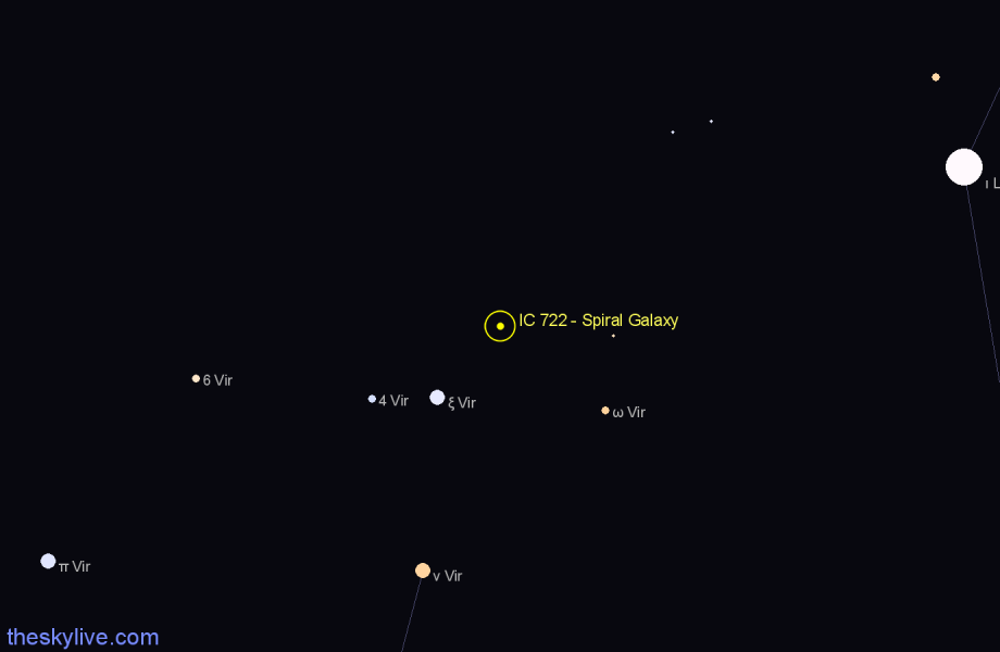 Finder chart IC 722 - Spiral Galaxy in Virgo star