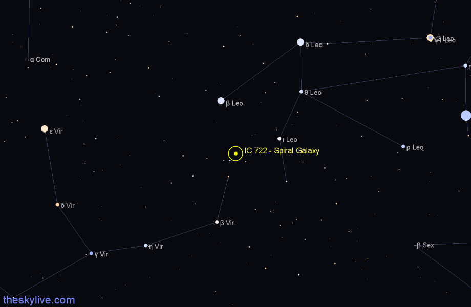Finder chart IC 722 - Spiral Galaxy in Virgo star
