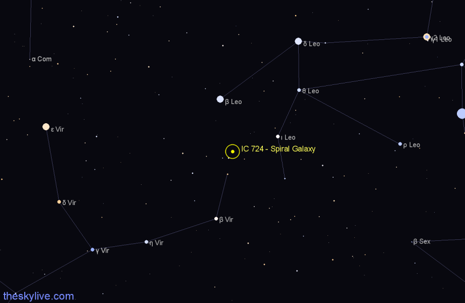 Finder chart IC 724 - Spiral Galaxy in Virgo star