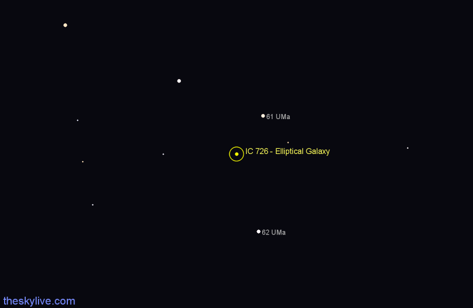 Finder chart IC 726 - Elliptical Galaxy in Ursa Major star