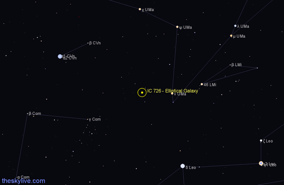 Finder chart IC 726 - Elliptical Galaxy in Ursa Major star