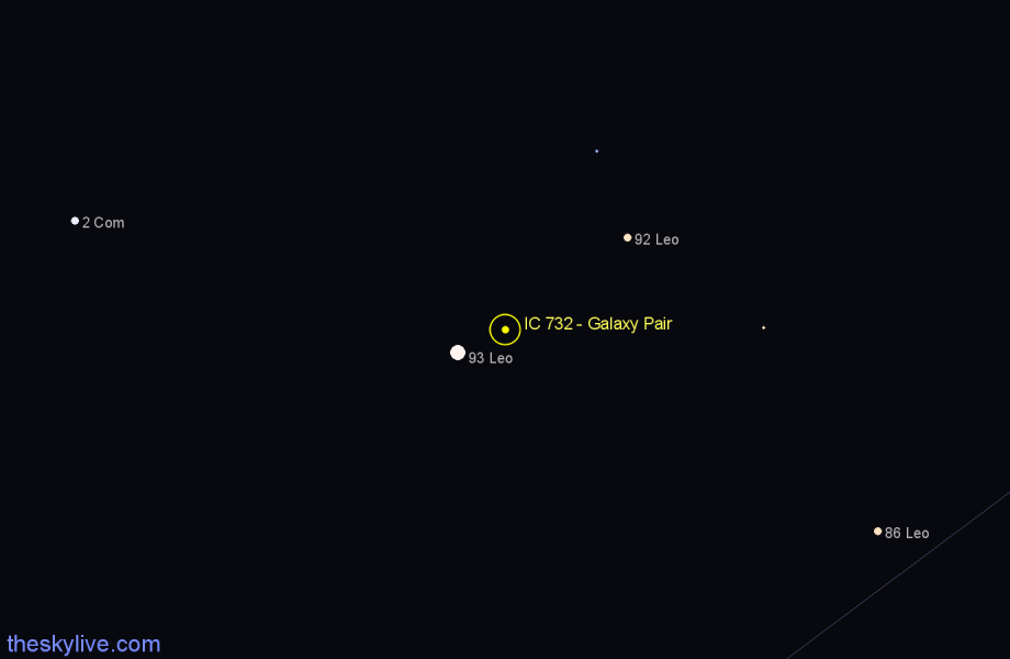 Finder chart IC 732 - Galaxy Pair in Leo star