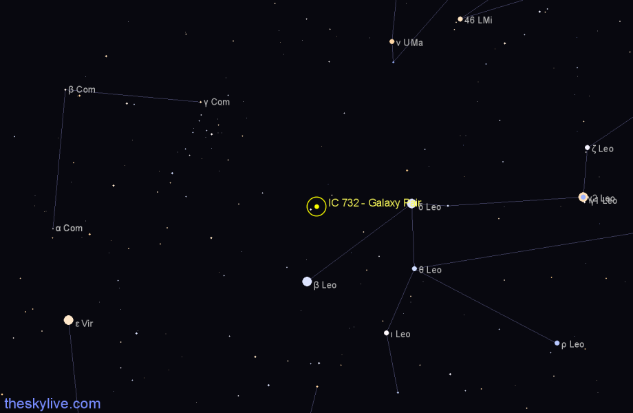Finder chart IC 732 - Galaxy Pair in Leo star