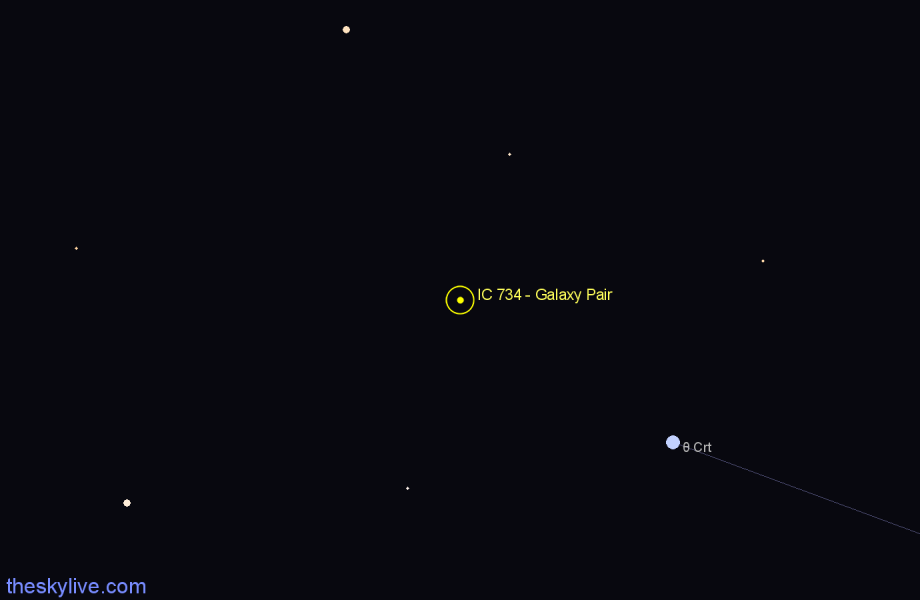 Finder chart IC 734 - Galaxy Pair in Crater star