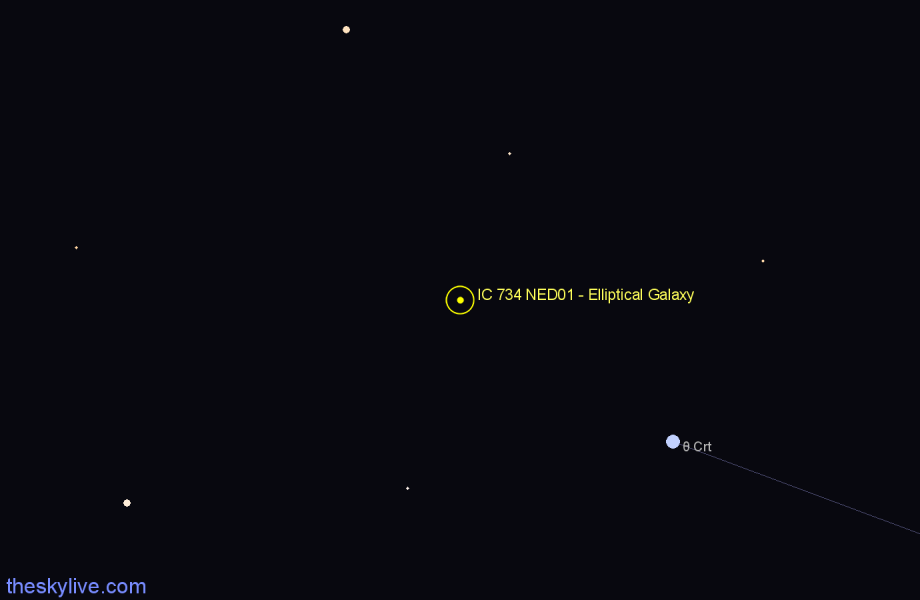 Finder chart IC 734 NED01 - Elliptical Galaxy in Crater star