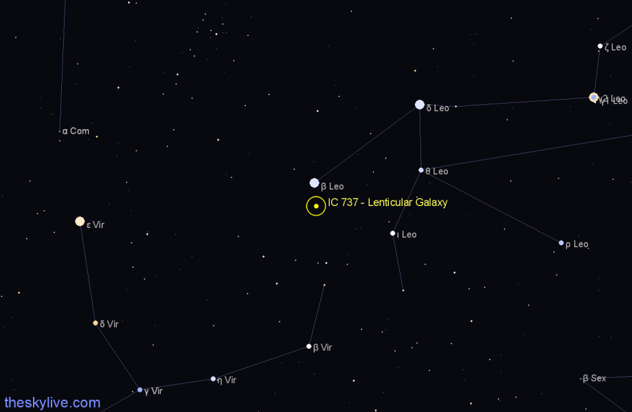 Finder chart IC 737 - Lenticular Galaxy in Leo star