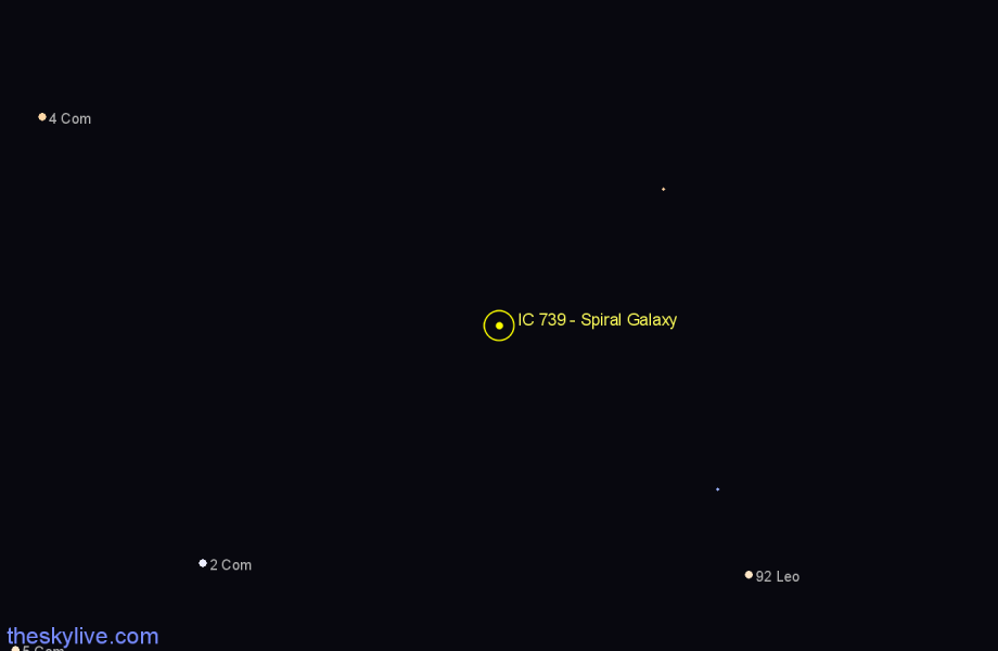 Finder chart IC 739 - Spiral Galaxy in Leo star