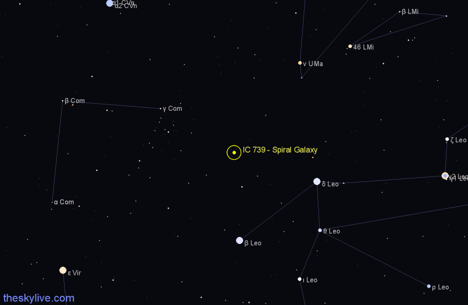 Finder chart IC 739 - Spiral Galaxy in Leo star