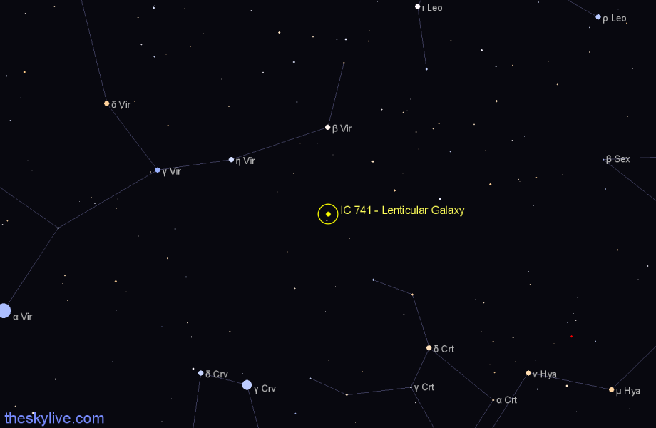 Finder chart IC 741 - Lenticular Galaxy in Virgo star