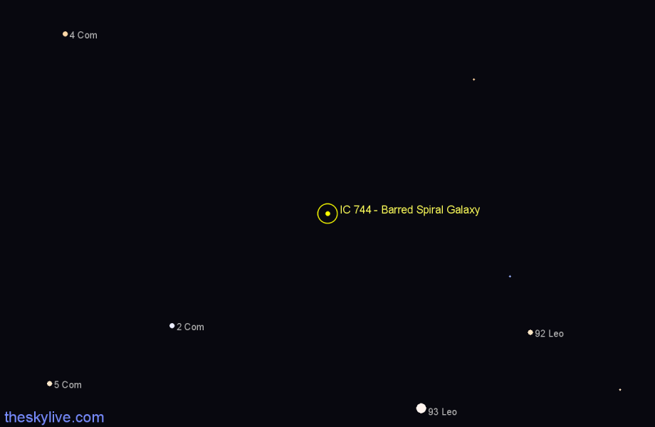 Finder chart IC 744 - Barred Spiral Galaxy in Leo star