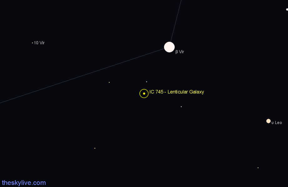 Finder chart IC 745 - Lenticular Galaxy in Virgo star