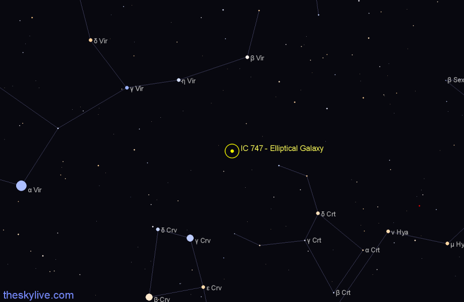 Finder chart IC 747 - Elliptical Galaxy in Virgo star