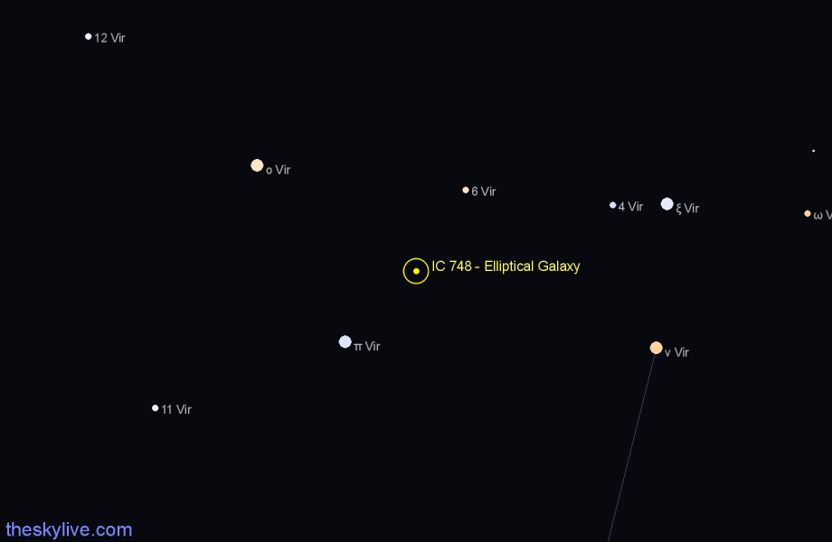 Finder chart IC 748 - Elliptical Galaxy in Virgo star