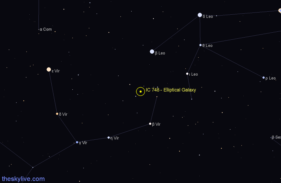 Finder chart IC 748 - Elliptical Galaxy in Virgo star