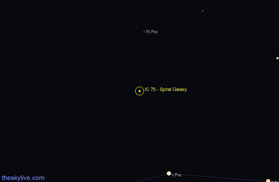 Finder chart IC 75 - Spiral Galaxy in Pisces star