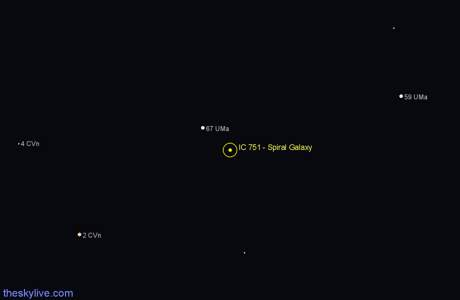 Finder chart IC 751 - Spiral Galaxy in Ursa Major star