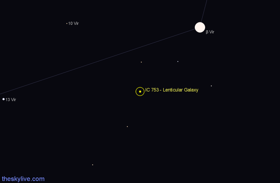 Finder chart IC 753 - Lenticular Galaxy in Virgo star