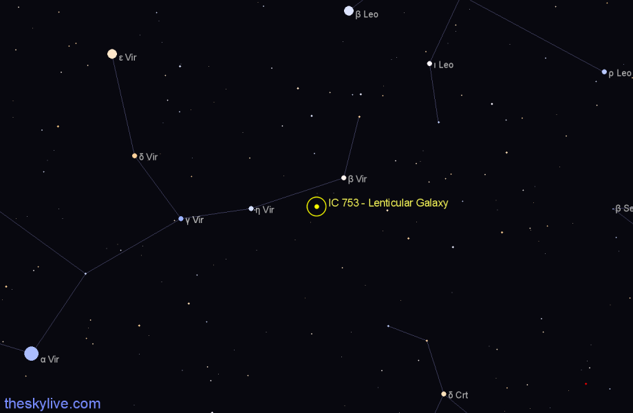 Finder chart IC 753 - Lenticular Galaxy in Virgo star