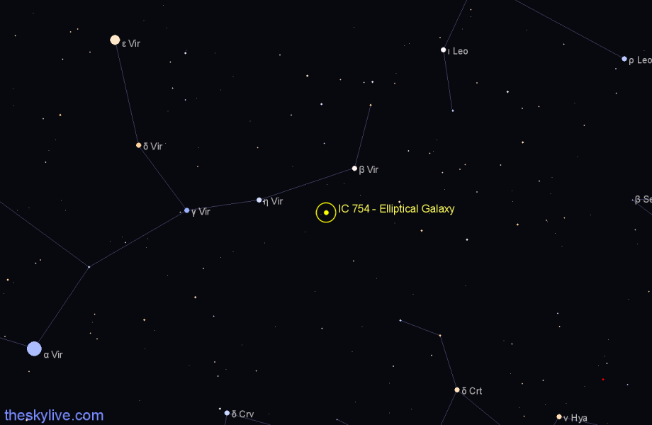 Finder chart IC 754 - Elliptical Galaxy in Virgo star