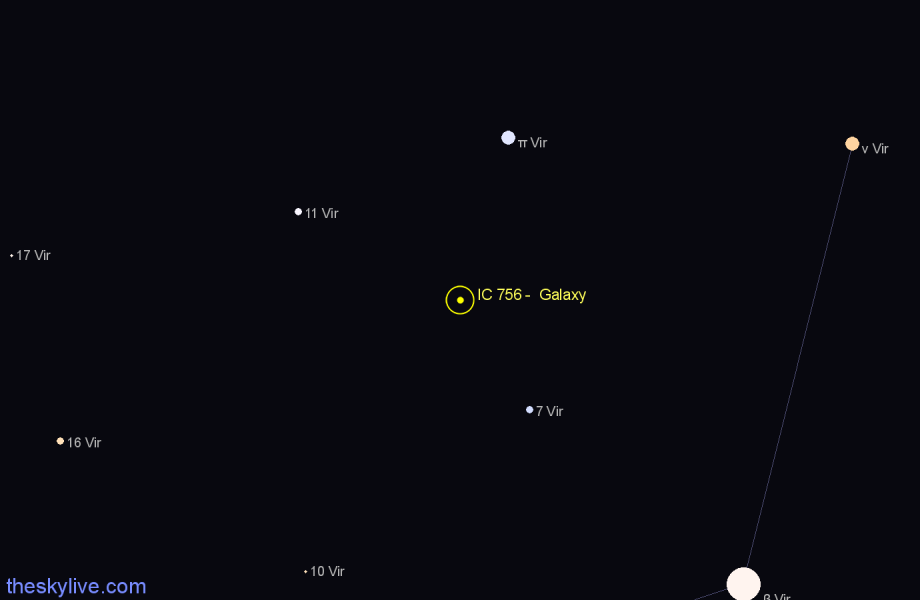 Finder chart IC 756 - Galaxy in Virgo star