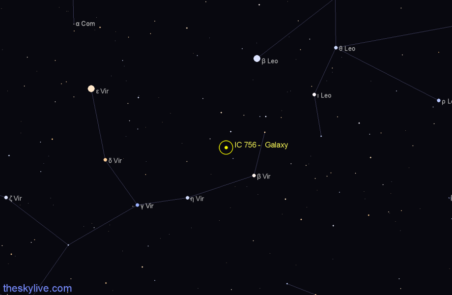 Finder chart IC 756 - Galaxy in Virgo star