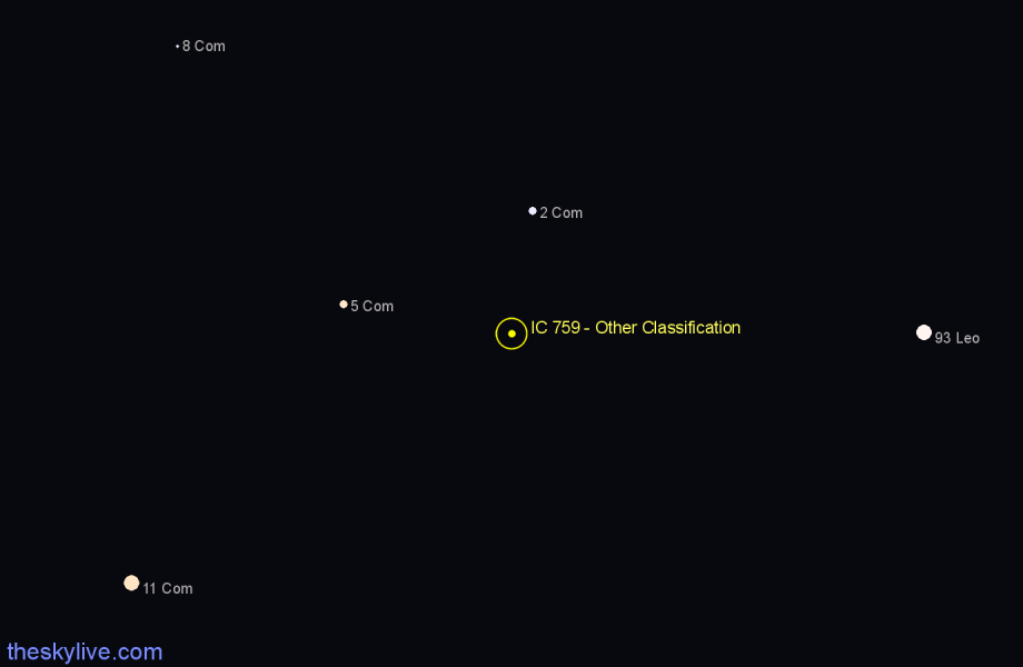 Finder chart IC 759 - Other Classification in Coma Berenices star