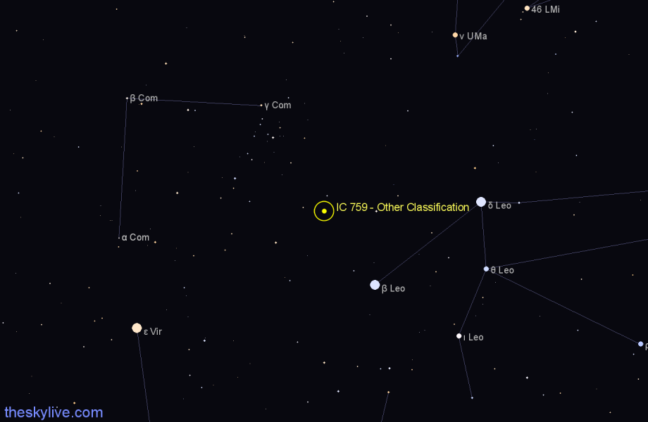 Finder chart IC 759 - Other Classification in Coma Berenices star