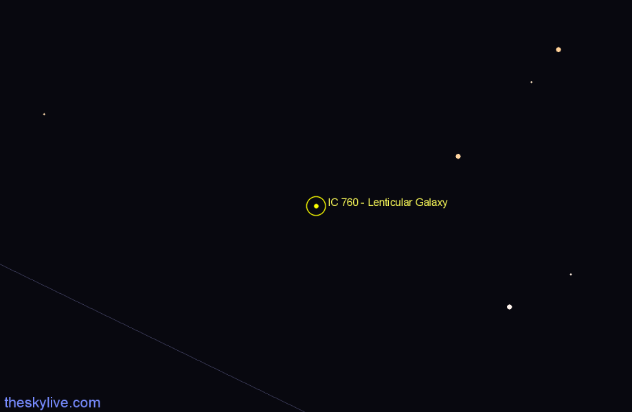 Finder chart IC 760 - Lenticular Galaxy in Hydra star