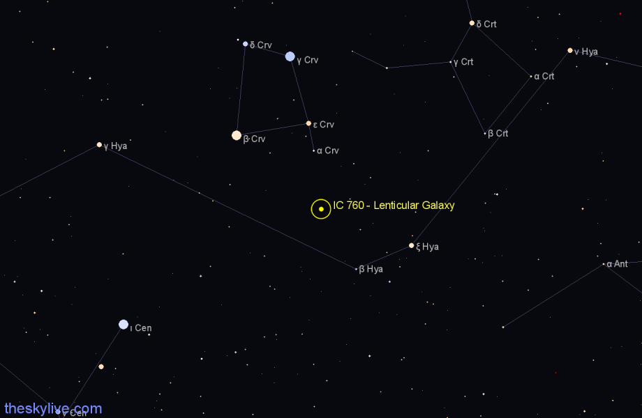 Finder chart IC 760 - Lenticular Galaxy in Hydra star