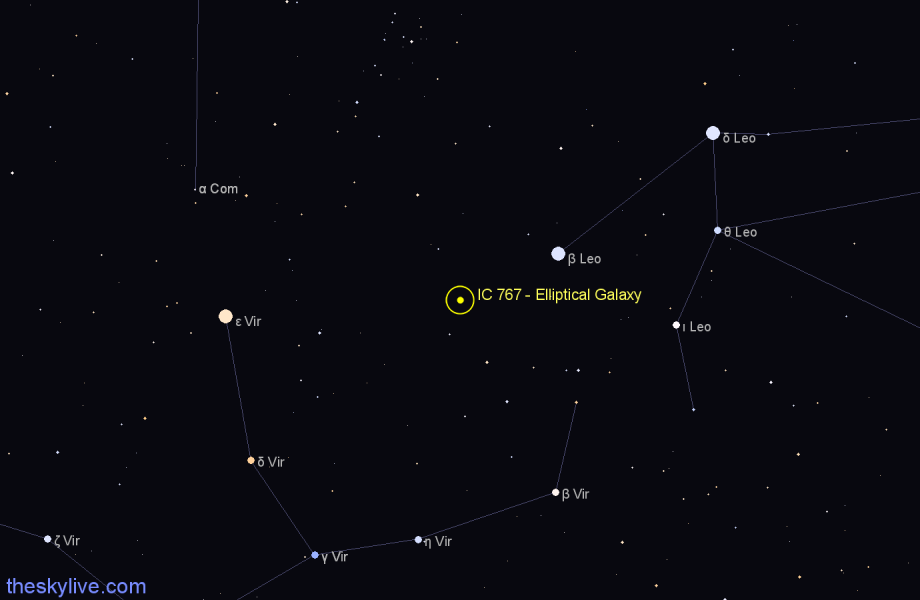 Finder chart IC 767 - Elliptical Galaxy in Virgo star