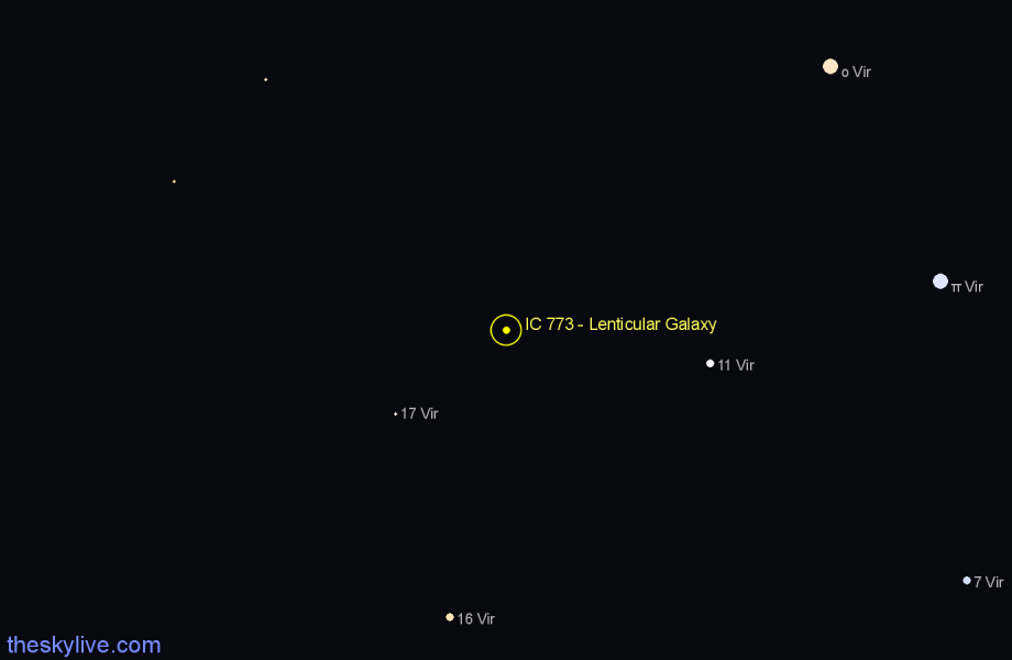 Finder chart IC 773 - Lenticular Galaxy in Virgo star