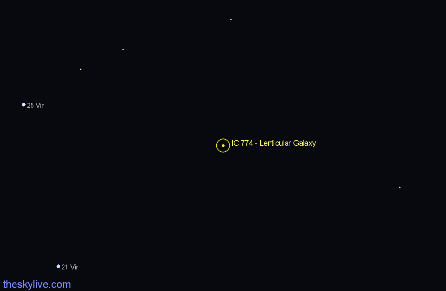 Finder chart IC 774 - Lenticular Galaxy in Virgo star