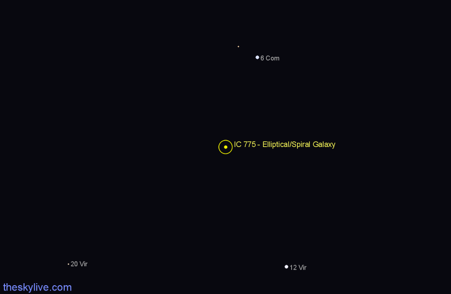 Finder chart IC 775 - Elliptical/Spiral Galaxy in Virgo star
