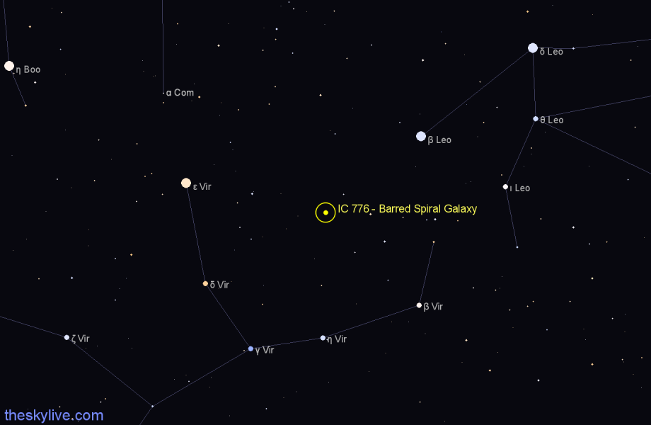 Finder chart IC 776 - Barred Spiral Galaxy in Virgo star