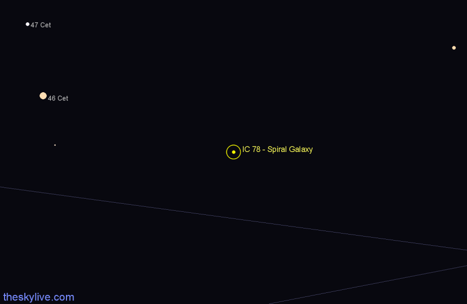 Finder chart IC 78 - Spiral Galaxy in Cetus star