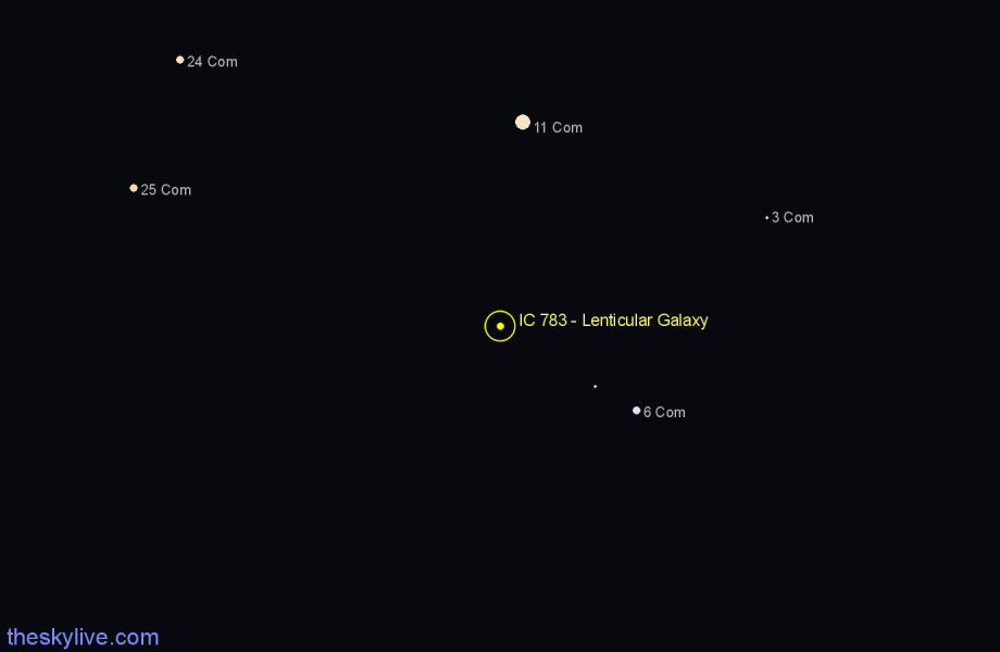 Finder chart IC 783 - Lenticular Galaxy in Coma Berenices star