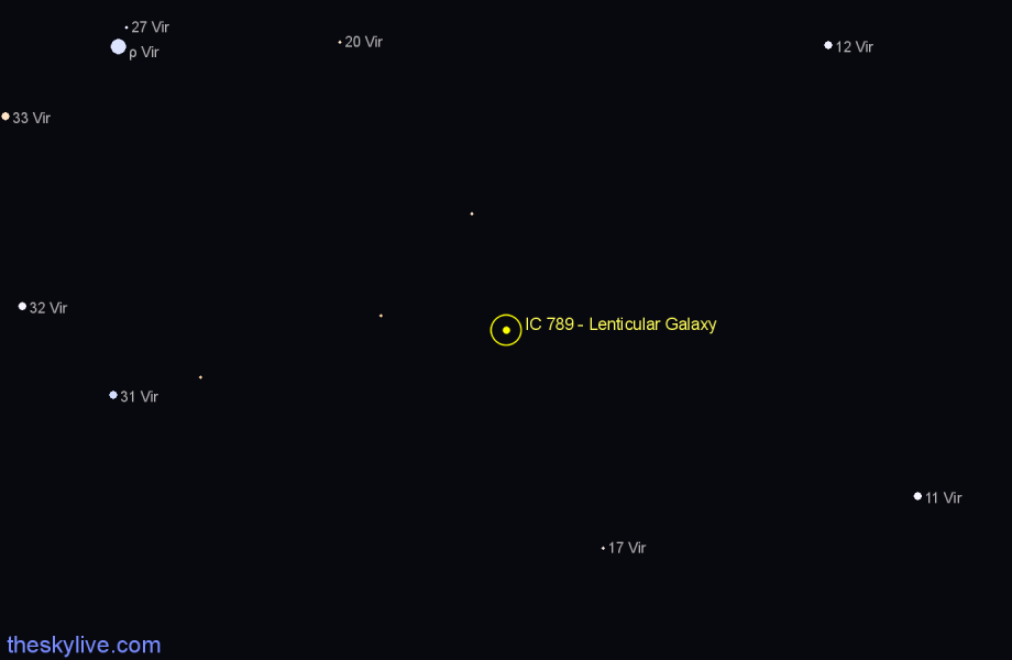 Finder chart IC 789 - Lenticular Galaxy in Virgo star