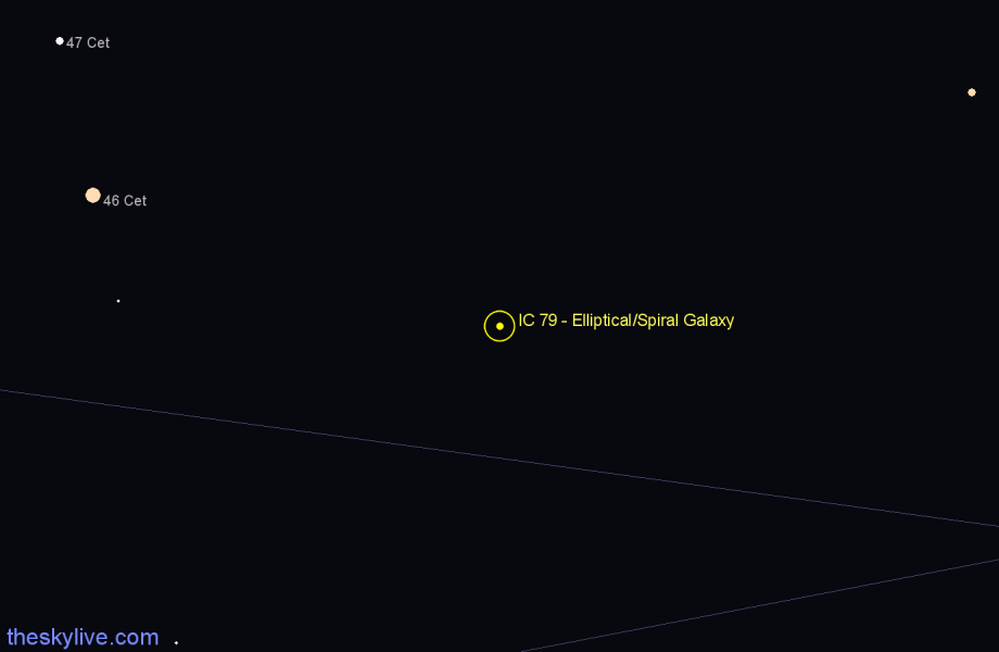 Finder chart IC 79 - Elliptical/Spiral Galaxy in Cetus star