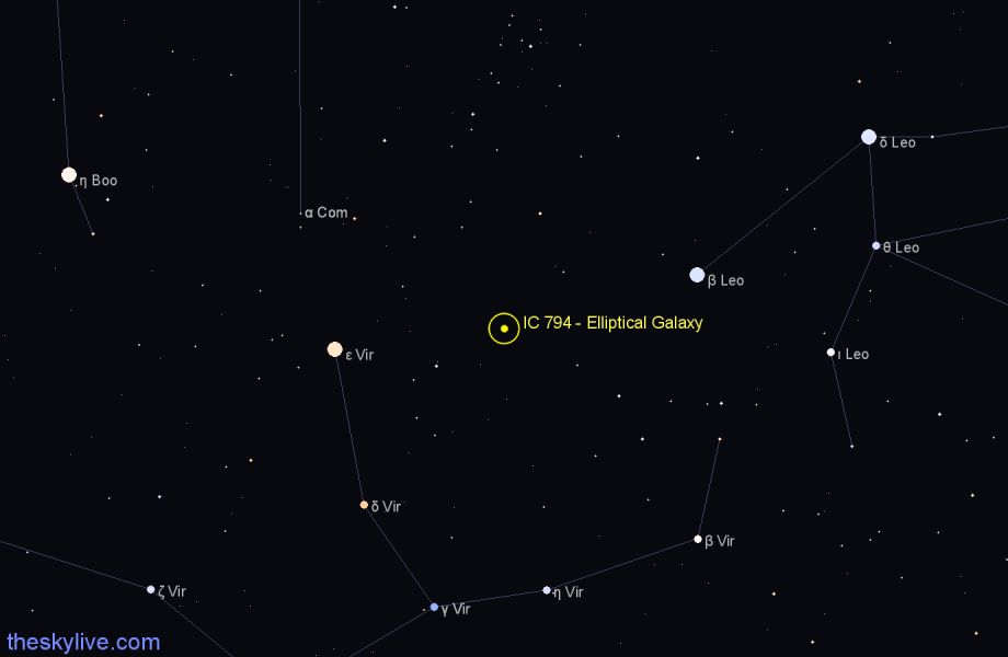 Finder chart IC 794 - Elliptical Galaxy in Virgo star