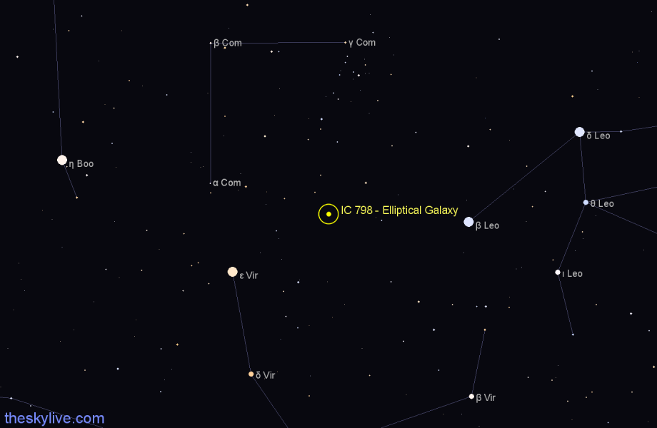 Finder chart IC 798 - Elliptical Galaxy in Coma Berenices star