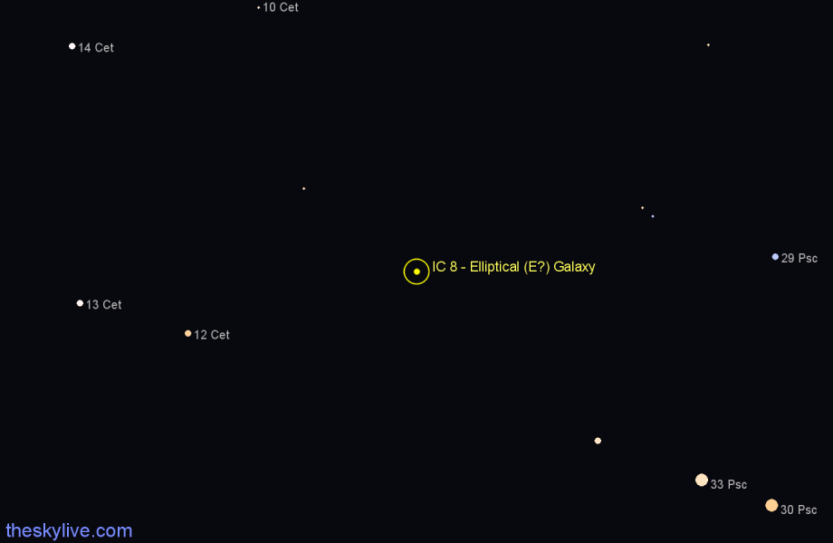 Finder chart IC 8 - Elliptical (E?) Galaxy in Pisces star