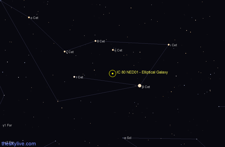 Finder chart IC 80 NED01 - Elliptical Galaxy in Cetus star