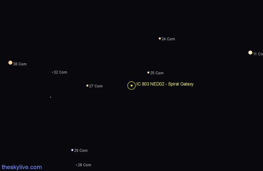 Finder chart IC 803 NED02 - Spiral Galaxy in Coma Berenices star