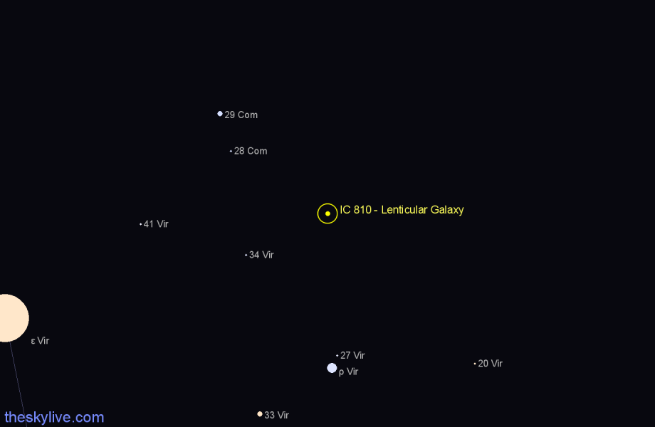 Finder chart IC 810 - Lenticular Galaxy in Virgo star