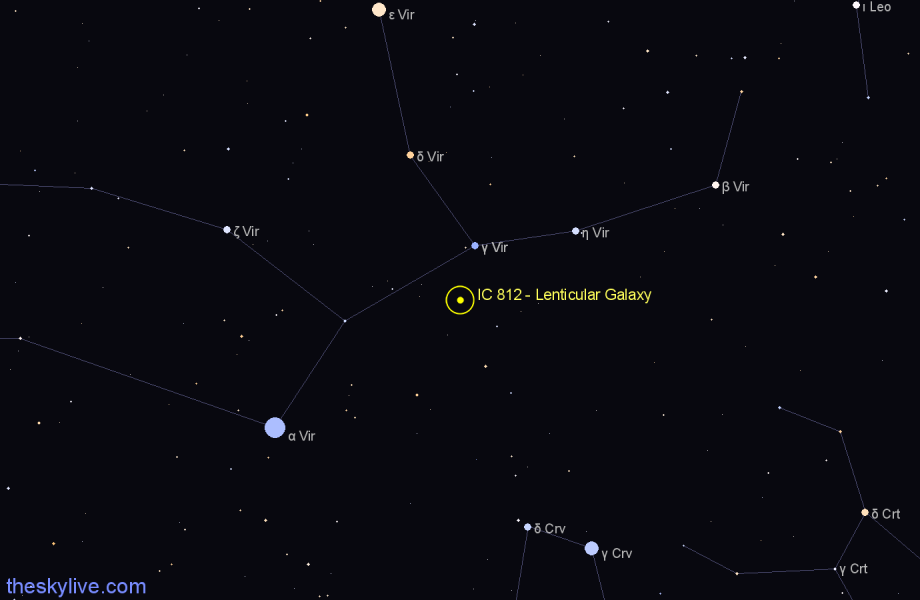 Finder chart IC 812 - Lenticular Galaxy in Virgo star