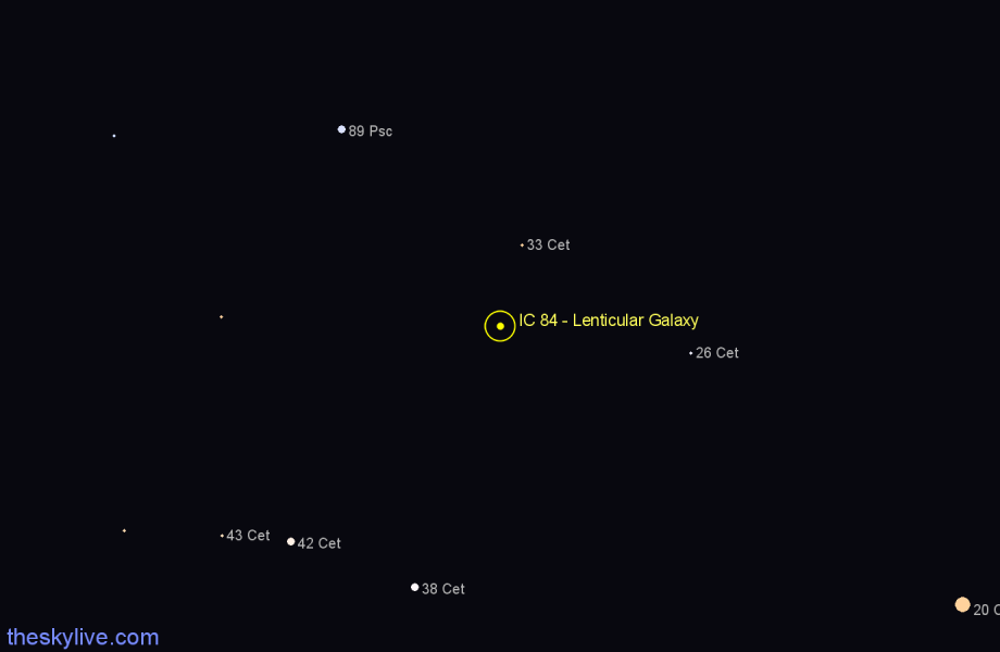 Finder chart IC 84 - Lenticular Galaxy in Cetus star
