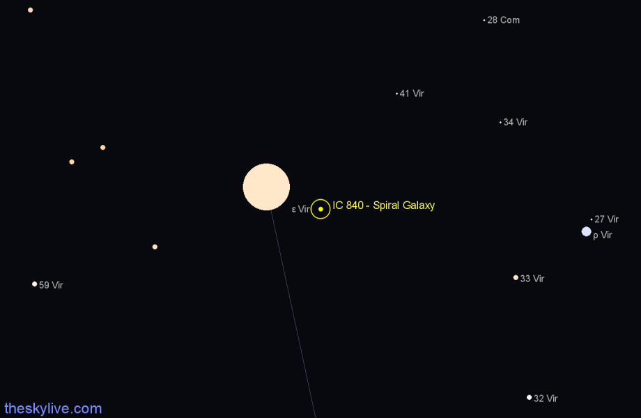 Finder chart IC 840 - Spiral Galaxy in Virgo star
