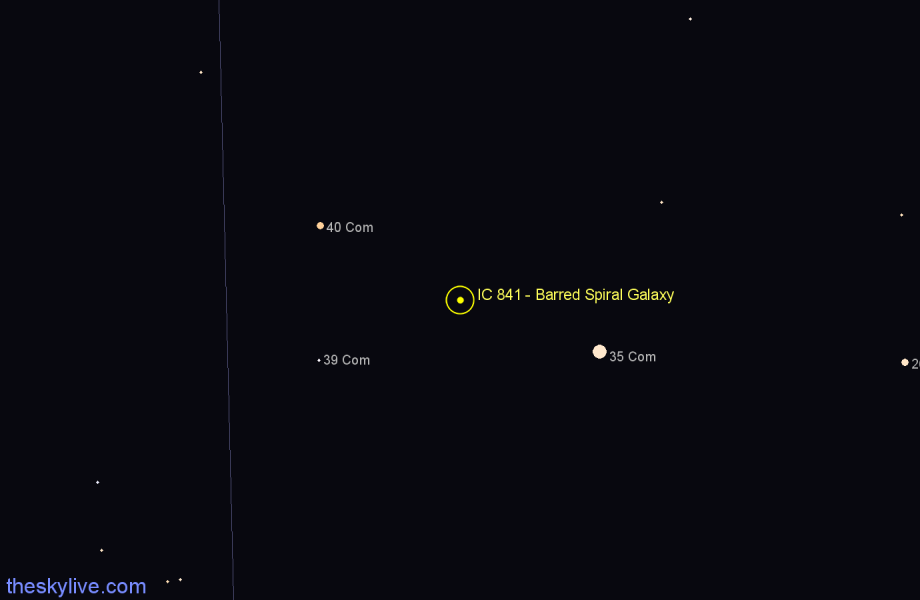 Finder chart IC 841 - Barred Spiral Galaxy in Coma Berenices star