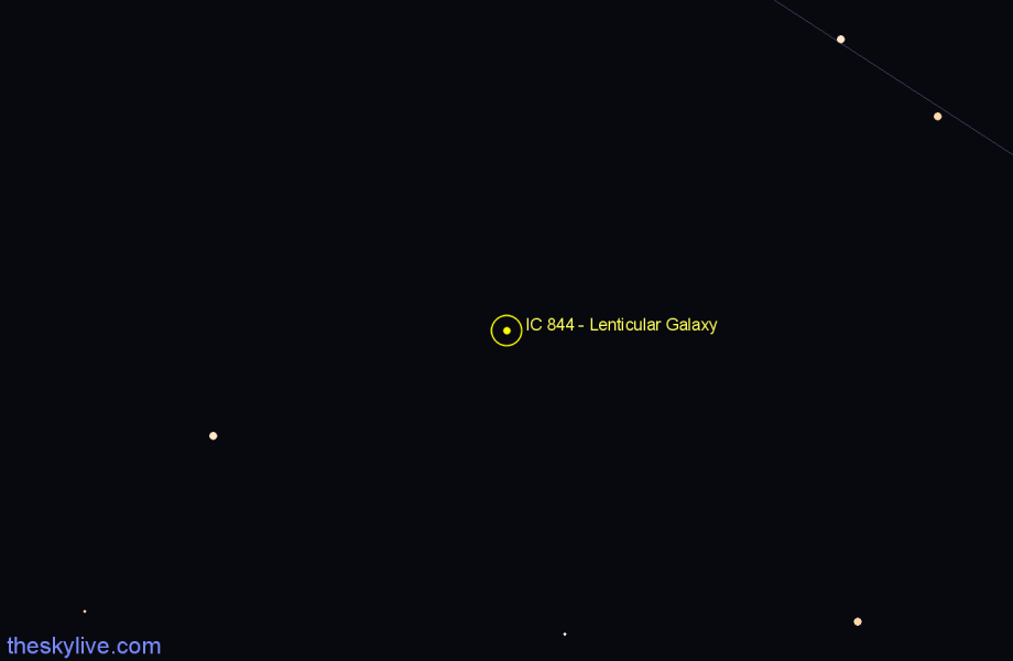 Finder chart IC 844 - Lenticular Galaxy in Centaurus star