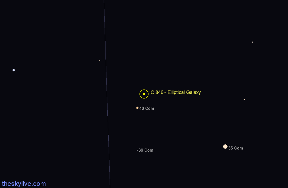 Finder chart IC 846 - Elliptical Galaxy in Coma Berenices star